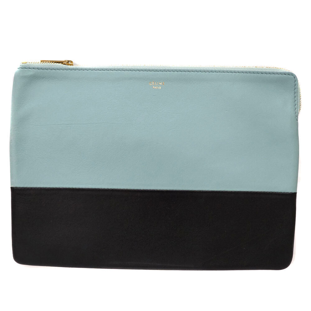CELINE clutch bag Shoulder leather blue black handbag